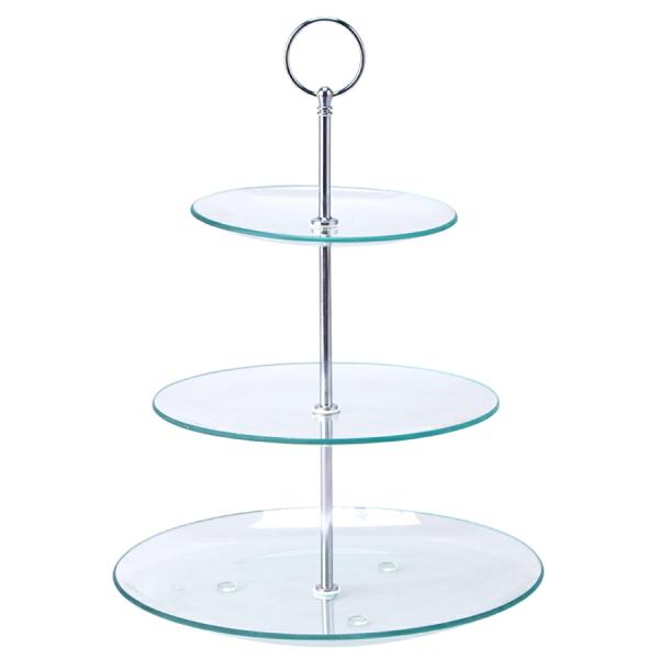 Cake & Dessert Stands | Round Glass Treat Stand 3 Tier 13" Cake & Dessert Stands Cake & Dessert Stands