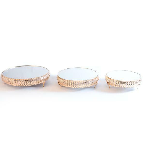 Cake & Dessert Stands | Metal Round Cake Stand With Mirror Top 3Pc/Set – Gold Cake & Dessert Stands Cake & Dessert Stands