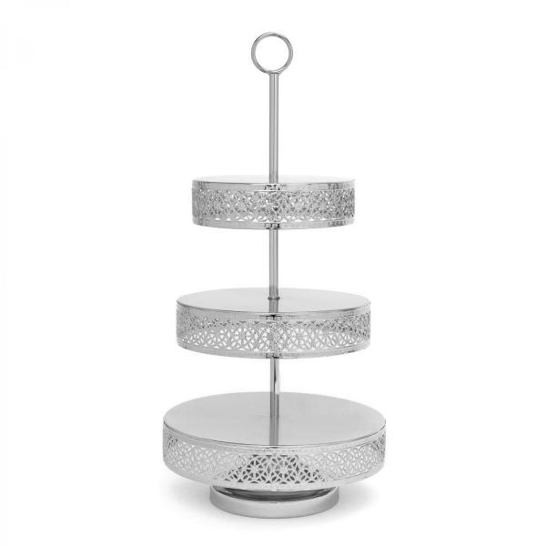 Cake & Dessert Stands | 3 Tier Dessert Stand 23" – Silver Cake & Dessert Stands Cake & Dessert Stands