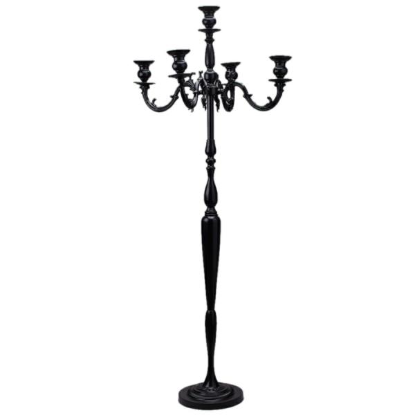 Candelabras | Candelabra 5 Arm Pillar Candle Holder 60½" – Black Candelabras Candelabras