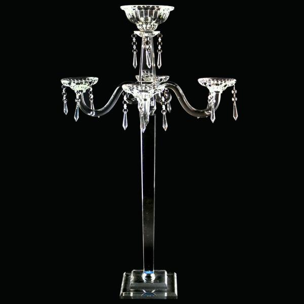 Candelabras | Crystal 4 Arm Flower Bowl Candelabra 35" Candelabras Candelabras