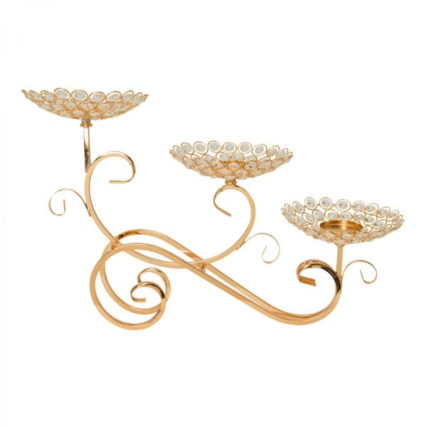 Candelabras | Crystal Bead Tabletop Low Candelabra – Gold Candelabras Candelabras