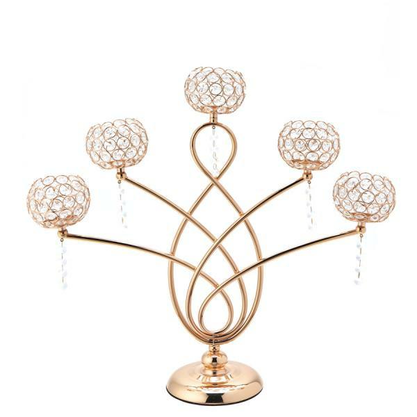 Candelabras | Gold And Crystal Flare Tabletop Candelabra – 23" Candelabras Candelabras