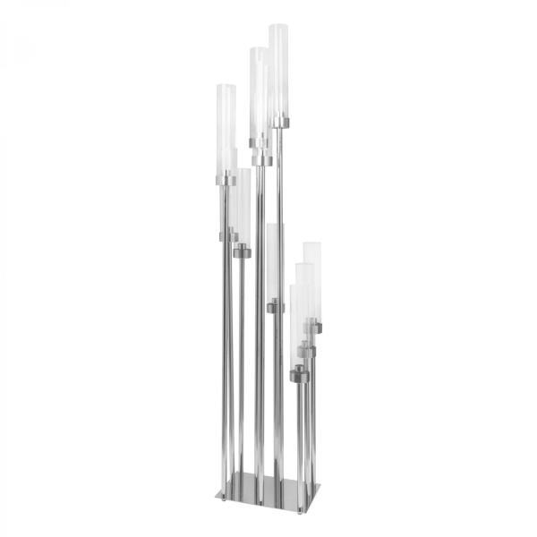 Candelabras | Rectangular Ten Arm Cluster Candle Holder 46"- Silver Candelabras Candelabras