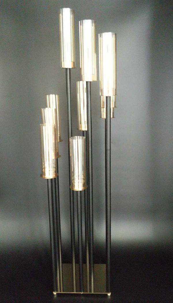 Candelabras | Square Metal Cluster Candle Holder, Ten Arm 42"- Black Candelabras Candelabras