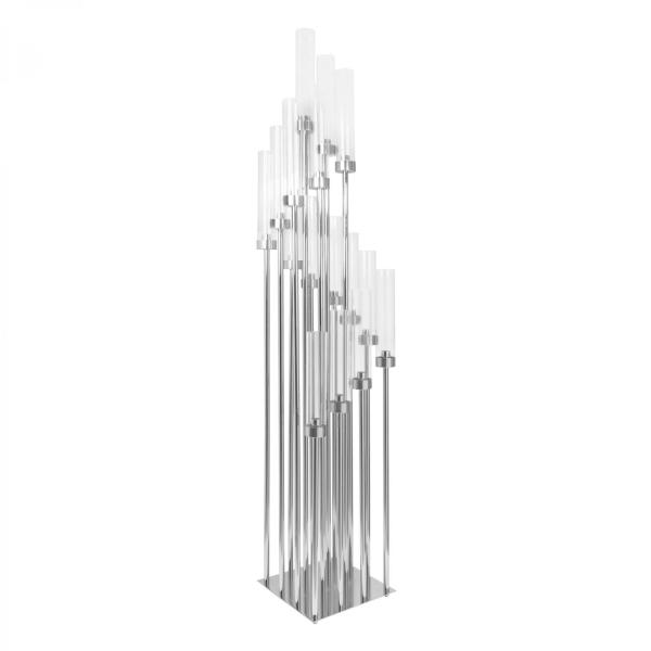 Candelabras | Square Sixteen Arm Cluster Candle Holder 58" – Silver Candelabras Candelabras