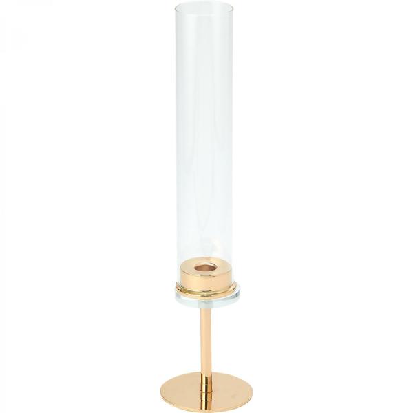 Candle Holders | 16In Candle Holder With Cylinder Hurricane Shade – Gold Candle Holders Candle Holders