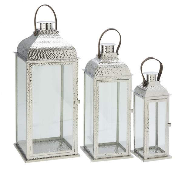 Candle Holders | 3 Piece Set Metal Lanterns – Silver Candle Holders Candle Holders