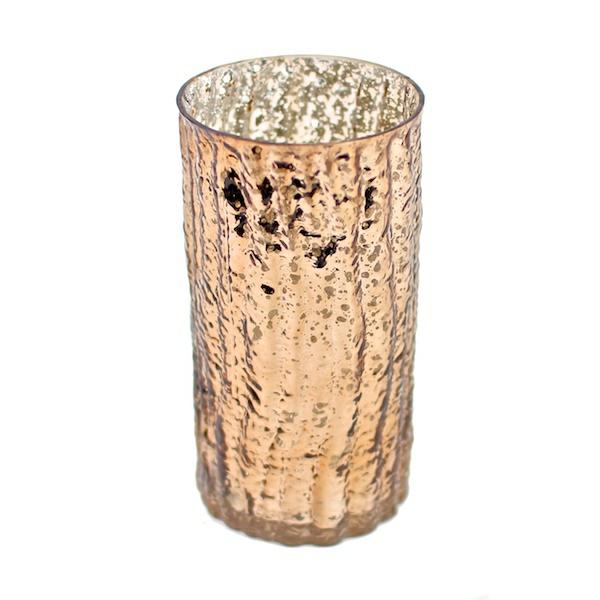 Candle Holders | 6" Glam Wavy Etched Pattern Mercury Glass Candle/Votive Holder – Bronze Candle Holders Candle Holders