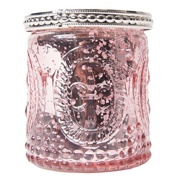 Candle Holders | Glass Candle Holder W/ Metal Trim- 2.7" – 6 Pack – Pink Candle Holders Candle Holders