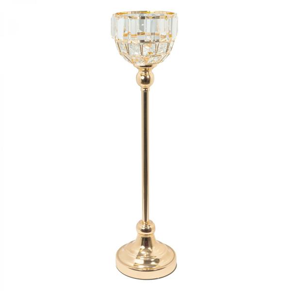 Candle Holders | Metal Bowl Candle Holder With Crystal 22" – Gold Candle Holders Candle Holders