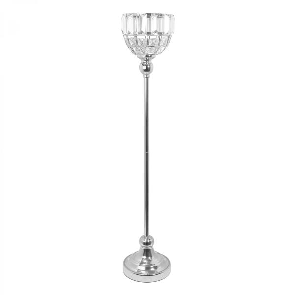 Candle Holders | Metal Bowl Candle Holder With Crystal 28" – Silver Candle Holders Candle Holders