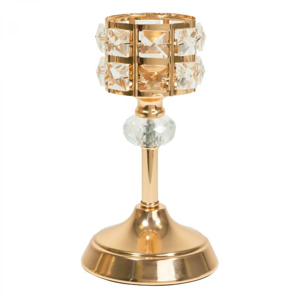 Candle Holders | Metal Crystal Embellished Candle Holder 7¾" – Gold Candle Holders Candle Holders