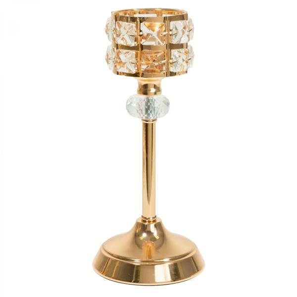 Candle Holders | Metal Crystal Embellished Candle Holder 9½" – Gold Candle Holders Candle Holders