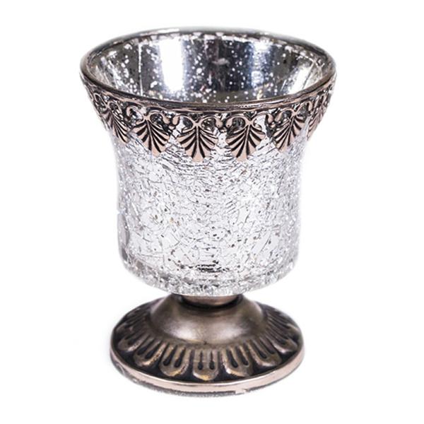 Candle Holders | Silver Mercury Votive/Candle Holder On Pedestal W/ Metal Rim – 4" Tall – 6 Pack! Candle Holders Candle Holders