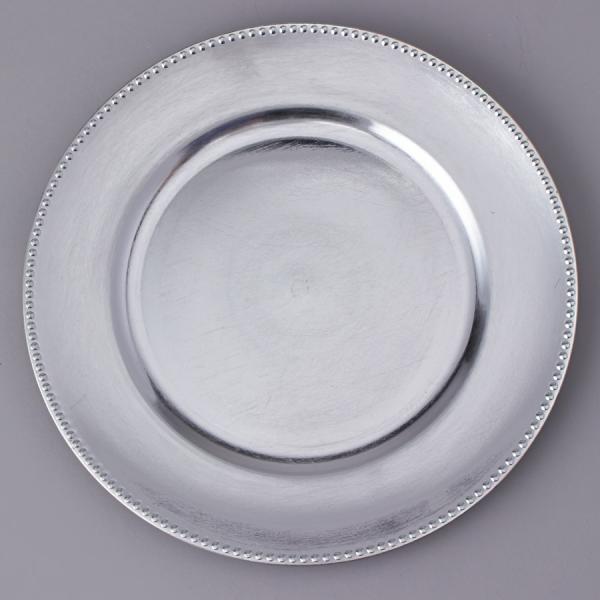 Charger Plates | Plastic Charger Plate 13" – Shiny Foil Finish – Silver – 24 Pieces Charger Plates Charger Plates