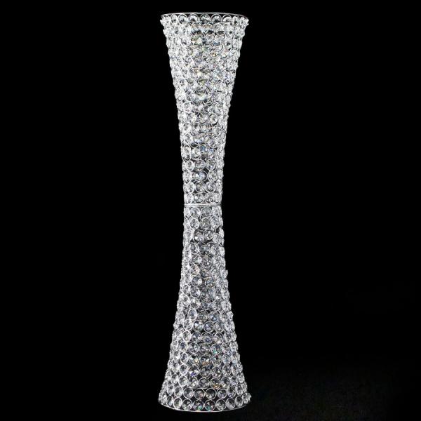 Crystal Centerpieces | Crystal Hurricane Vase For Flowers 35 ½" – Silver Crystal Centerpieces Crystal Centerpieces