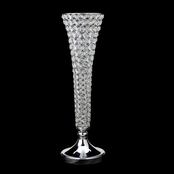 Crystal Centerpieces | Crystal Trumpet Vase For Flowers 23" – Silver Crystal Centerpieces Crystal Centerpieces