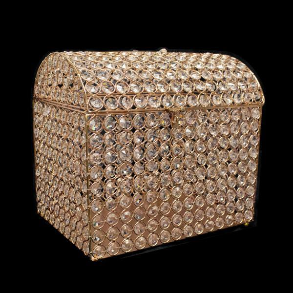 Crystal Centerpieces | Gold Crystal Money / Ticket Box – 12" X 9" X 11" Crystal Centerpieces Crystal Centerpieces