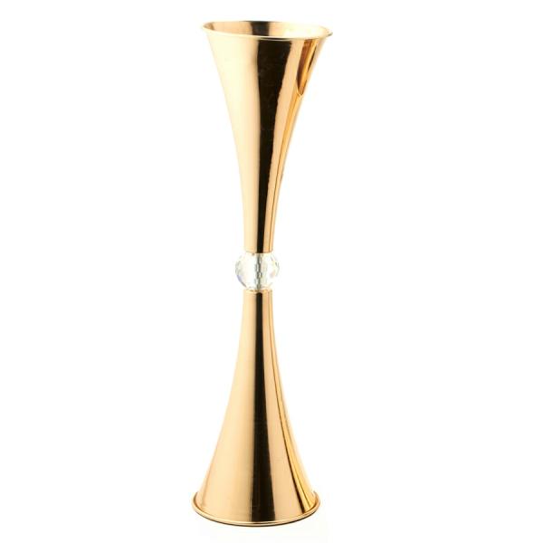 Metal Centerpieces | Aluminum Hurricane Vase – 26" – Gold Metal Centerpieces Metal Centerpieces