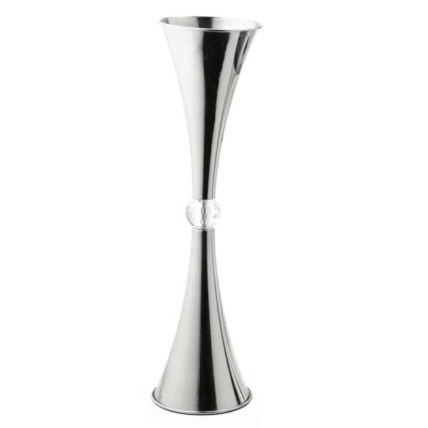 Metal Centerpieces | Aluminum Hurricane Vase – 26" – Silver Metal Centerpieces Metal Centerpieces