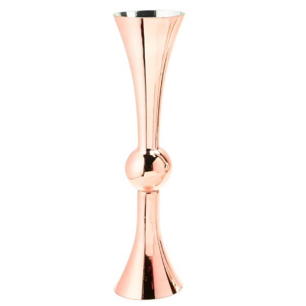 Metal Centerpieces | Double Sided Trumpet Glass Vase 24"- Rose Gold Metal Centerpieces Metal Centerpieces