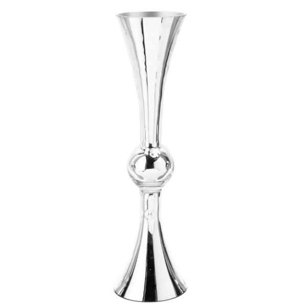 Metal Centerpieces | Double Sided Trumpet Glass Vase 24"- Silver Metal Centerpieces Metal Centerpieces