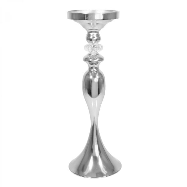 Metal Centerpieces | Metal Mermaid Floral Stand Riser With Crystal 20" – Silver Metal Centerpieces Metal Centerpieces