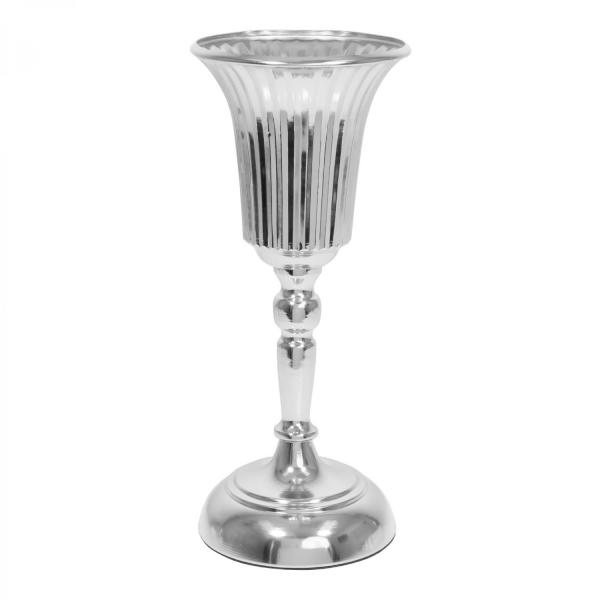 Metal Centerpieces | Metal Trumpet Floral Centerpiece 13¼" – Silver Metal Centerpieces Metal Centerpieces