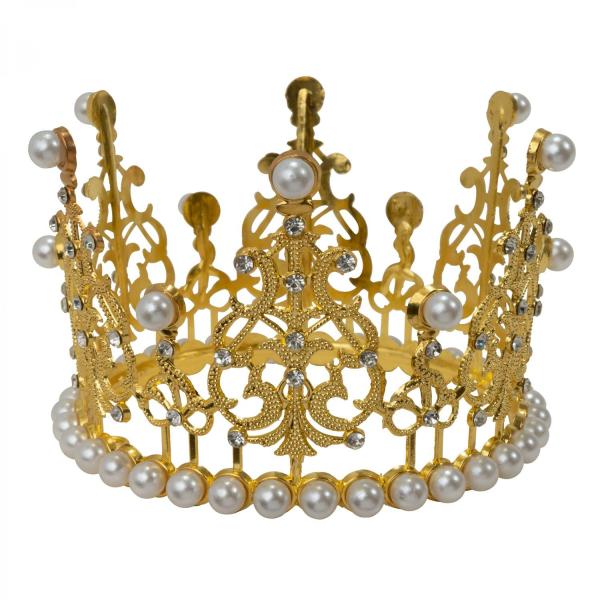 Other Table Centerpieces | Metal Royal Crown With Rhinestones And Pearls – Gold Other Table Centerpieces Other Table Centerpieces