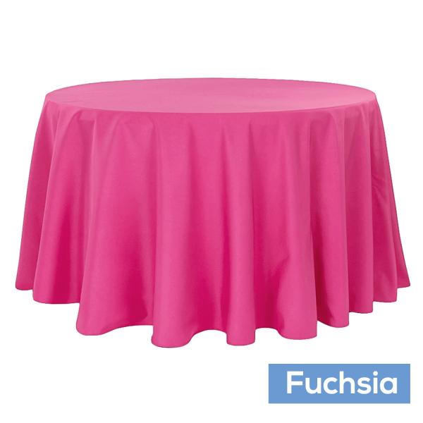 Polyester Tablecloths | 120" Round 200 Gsm Polyester Tablecloth – Fuchsia Polyester Tablecloths Polyester Tablecloths