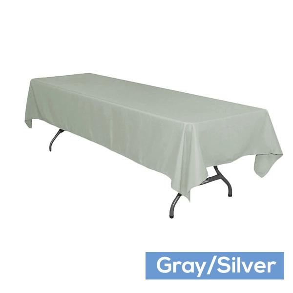 Polyester Tablecloths | 60" X 126" Rectangular 200 Gsm Polyester Tablecloth – Gray/Silver Polyester Tablecloths Polyester Tablecloths