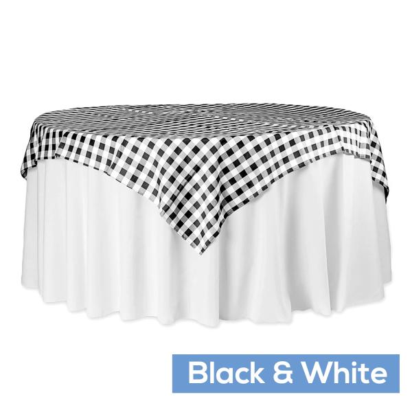 Polyester Tablecloths | 70" Square 175 Gsm Polyester Checkered Tablecloth / Overlay – Black & White Polyester Tablecloths Polyester Tablecloths