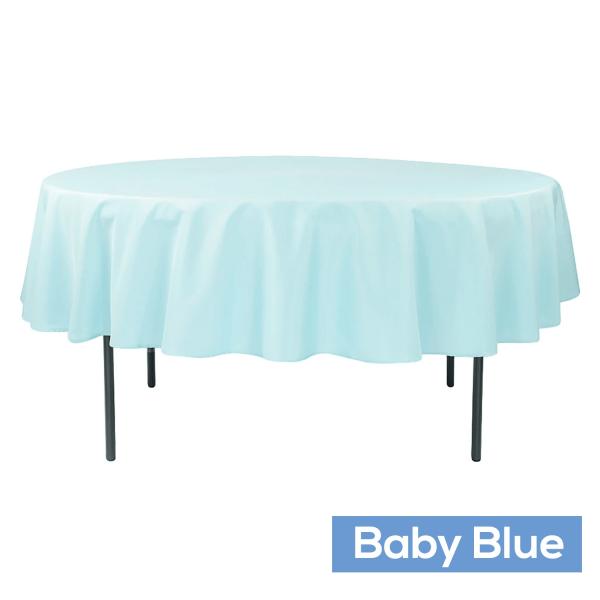 Polyester Tablecloths | 90" Round 200 Gsm Polyester Tablecloth – Baby Blue Polyester Tablecloths Polyester Tablecloths