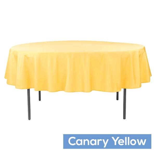 Polyester Tablecloths | 90" Round 200 Gsm Polyester Tablecloth – Canary Yellow Polyester Tablecloths Polyester Tablecloths