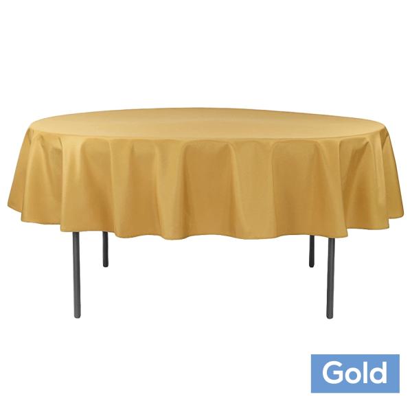 Polyester Tablecloths | 90" Round 200 Gsm Polyester Tablecloth – Gold Polyester Tablecloths Polyester Tablecloths