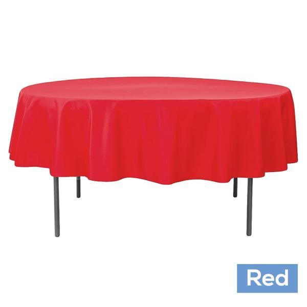 Polyester Tablecloths | 90" Round 200 Gsm Polyester Tablecloth – Red Polyester Tablecloths Polyester Tablecloths