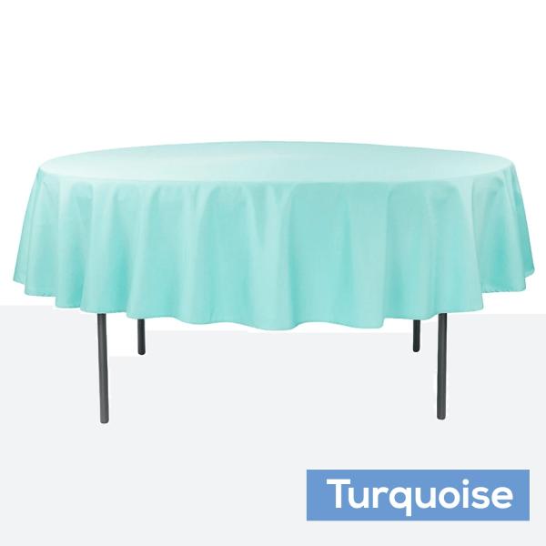 Polyester Tablecloths | 90" Round 200 Gsm Polyester Tablecloth – Turquoise Polyester Tablecloths Polyester Tablecloths