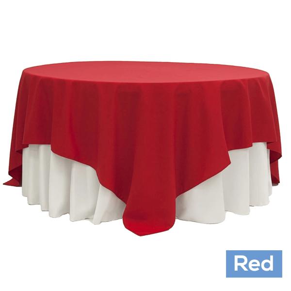 Polyester Tablecloths | 90" Square 200 Gsm Polyester Tablecloth / Overlay – Red Polyester Tablecloths Polyester Tablecloths