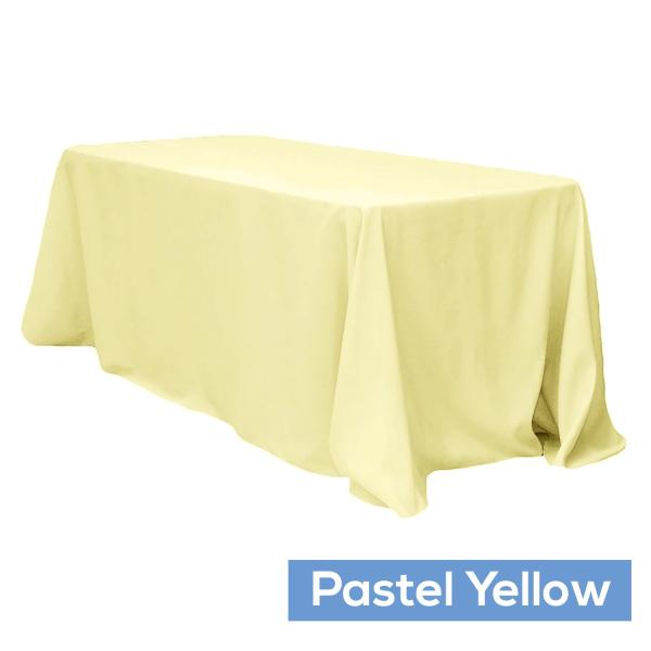 Polyester Tablecloths | 90" X 132" Rectangular Oblong 200 Gsm Polyester Tablecloth – Pastel Yellow Polyester Tablecloths Polyester Tablecloths