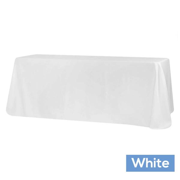 Polyester Tablecloths | 90" X 132" Rectangular Oblong 200 Gsm Polyester Tablecloth – White Polyester Tablecloths Polyester Tablecloths