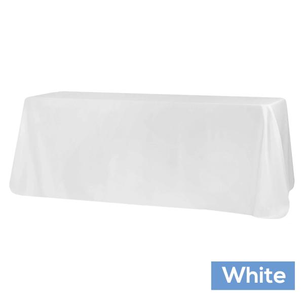 Polyester Tablecloths | 90" X 156" Rectangular 125-130 Gsm Polyester Tablecloth – White Polyester Tablecloths Polyester Tablecloths