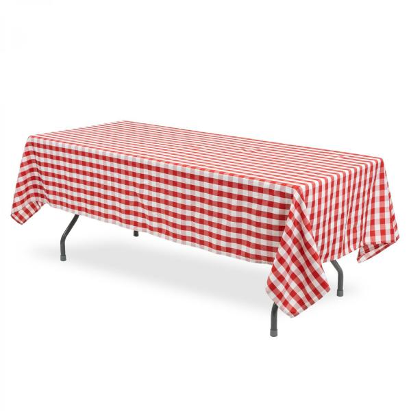 Polyester Tablecloths | Buffalo Plaid Rectangle Polyester Table Cover 60" X 126" – Red Polyester Tablecloths Polyester Tablecloths