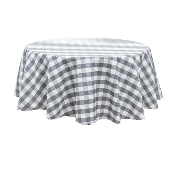 Polyester Tablecloths | Buffalo Plaid Round Polyester Table Cover 60" – Gray Polyester Tablecloths Polyester Tablecloths