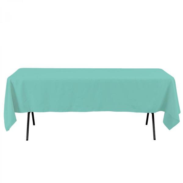 Polyester Tablecloths | Economy Rectangle Polyester Table Cover 60" X 102" – Aqua Polyester Tablecloths Polyester Tablecloths