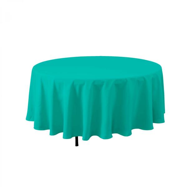 Polyester Tablecloths | Economy Round Polyester Table Cover 90" – Turquoise Polyester Tablecloths Polyester Tablecloths