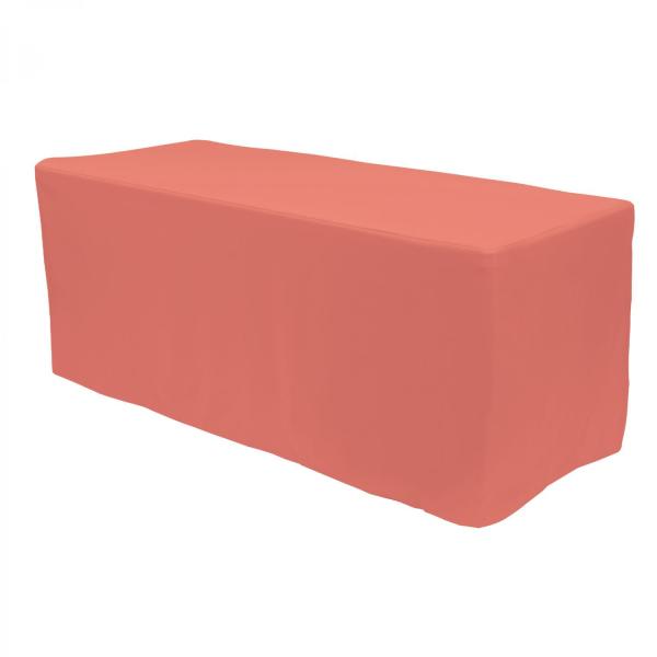 Polyester Tablecloths | Fitted Polyester Rectangular Table Cover 6Ft – Coral Polyester Tablecloths Polyester Tablecloths