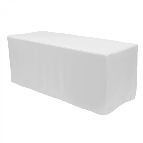 Polyester Tablecloths | Fitted Polyester Rectangular Table Cover 8Ft – White Polyester Tablecloths Polyester Tablecloths