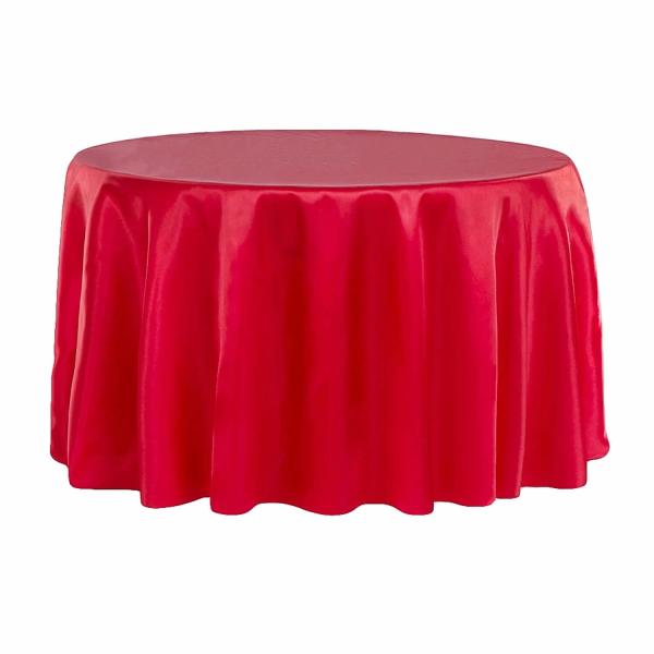 Satin Tablecloths | Sleek Satin Tablecloth 108" Round – Red Satin Tablecloths Satin Tablecloths