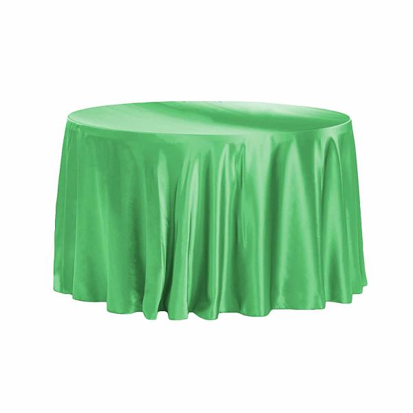 Satin Tablecloths | Sleek Satin Tablecloth 120" Round – Kelly Green Satin Tablecloths Satin Tablecloths